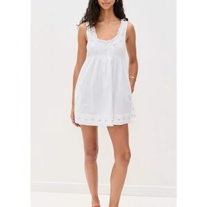 Ciao Lucia White Dress with Floral Embroidery